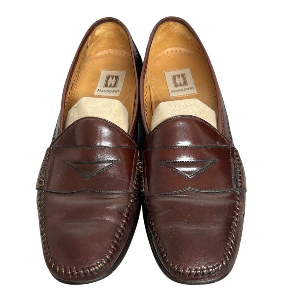 Magnanni Leather Stitched Cognac Loafers Shoes Size 10 M Men’s B759